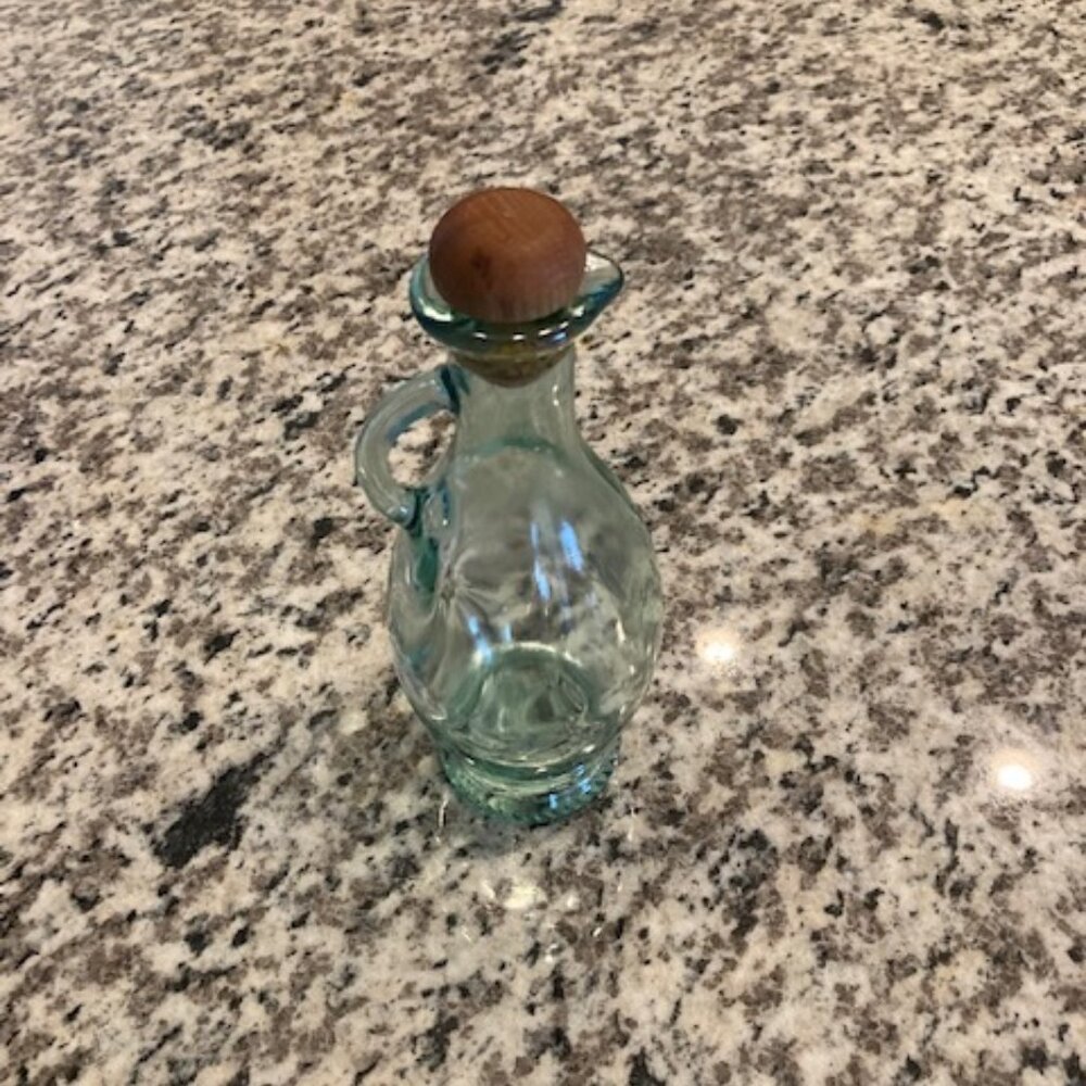 Vintage green glass bottle/cruet made in Italy -Reduced! Keep homemade dressing